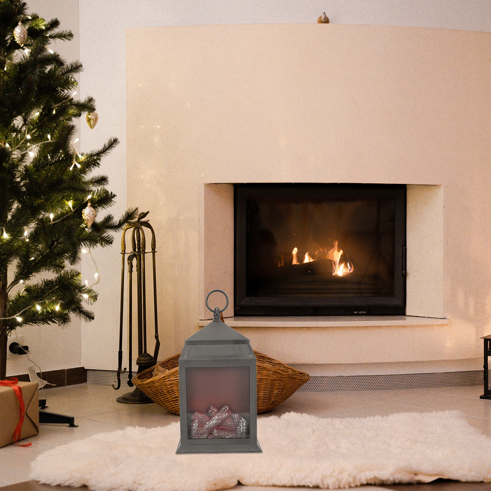

LED Fireplace Lantern Decor Mild Lighting Flame Effect Unique LED Wind Lamp Perfect Bedroom Living Room Balcony Window Office