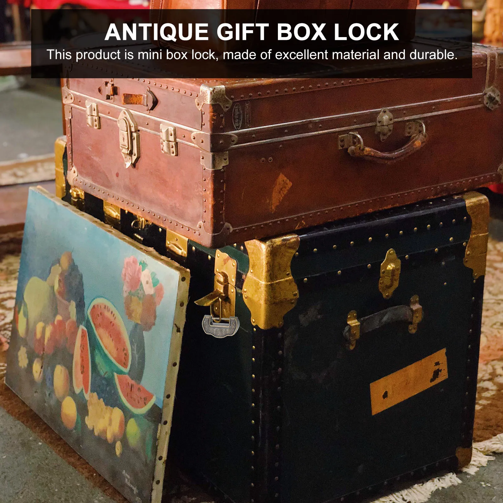 

2Pcs Vintage Style Lock Retro Zinc Alloy Finish Latch for Jewelry Boxes Decorative Gift Case Secure Closure