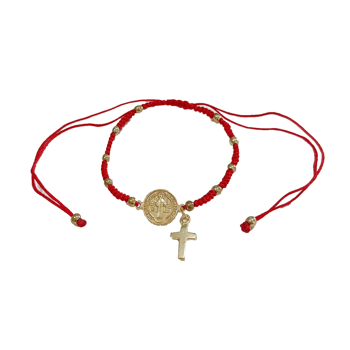 1 قطعة اليدوية سانت بنديكت و عذراء ماري ميدالية قابل للتعديل الأحمر سلسلة Pulsera سان بينيتو سحر الدين الصليب حماية مجوهرات