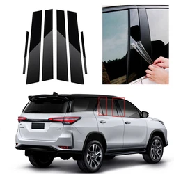 6Pcs Glossy Black Window Pillar Posts Door Trim Cover Car Stickers For Toyota Fortuner 2016-2022 Decoration Car Accessories