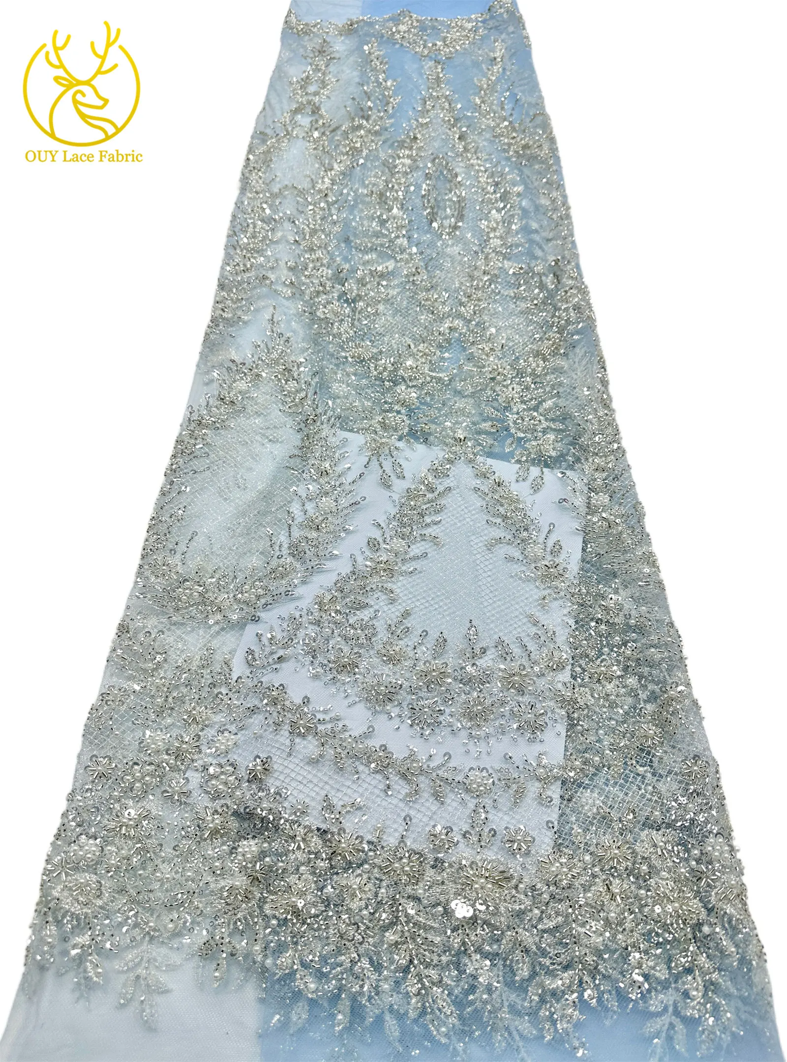 Modischer nigerianischer Brautkleidstoff mit Perlen und Spitze, 2026 neues Design, französische Netzspitze, afrikanischer Pailletten-Spitzenstoff für Hochzeitskleider zum Nähen – Detail 26