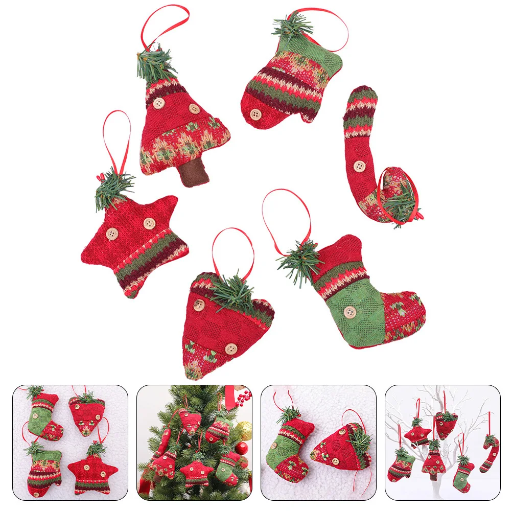 

6Pcs Xmas Tree Hanging Ornaments Christmas Tree Decoration Indoor Outdoor Decorative Pendant Holiday Party Winter Celebration