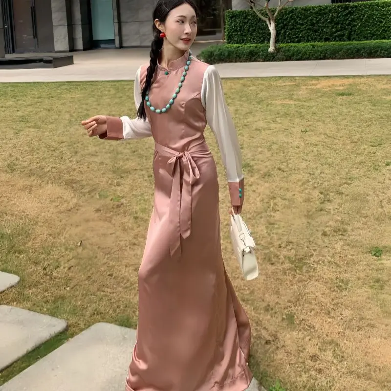 

Fashion Tibetan new long dress women's ethnic Bora temperament Tibetan clothing