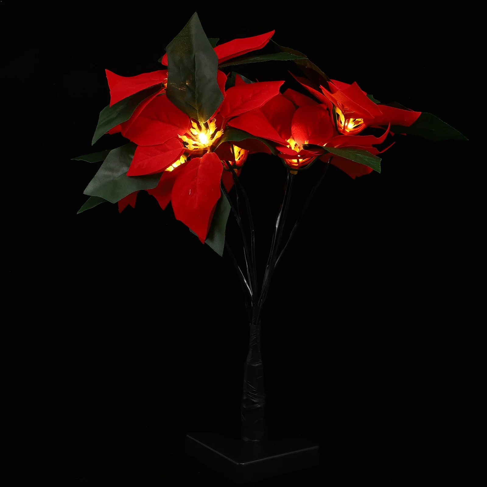 

Poinsettia Tree Lamp Red Flower Light Artificial Christmas Decor Indoor Scene USB LED Xmas Valentine Night Lamp