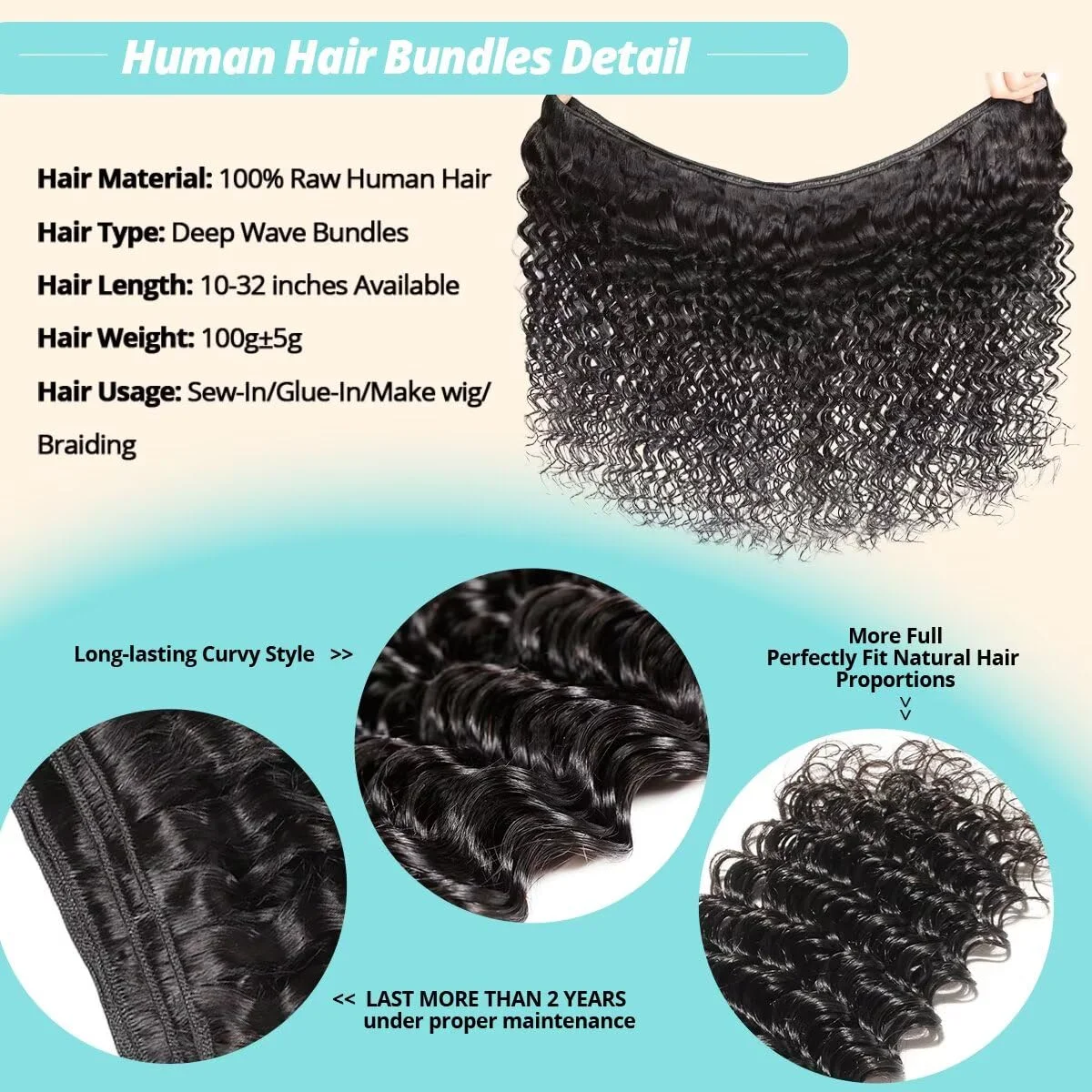 12A Curly Human Hair Bundles Deep Wave Weave Brazilian 100% Human Hair Water Wave Original Natural Hair Extensions 1/3/4 Pieces