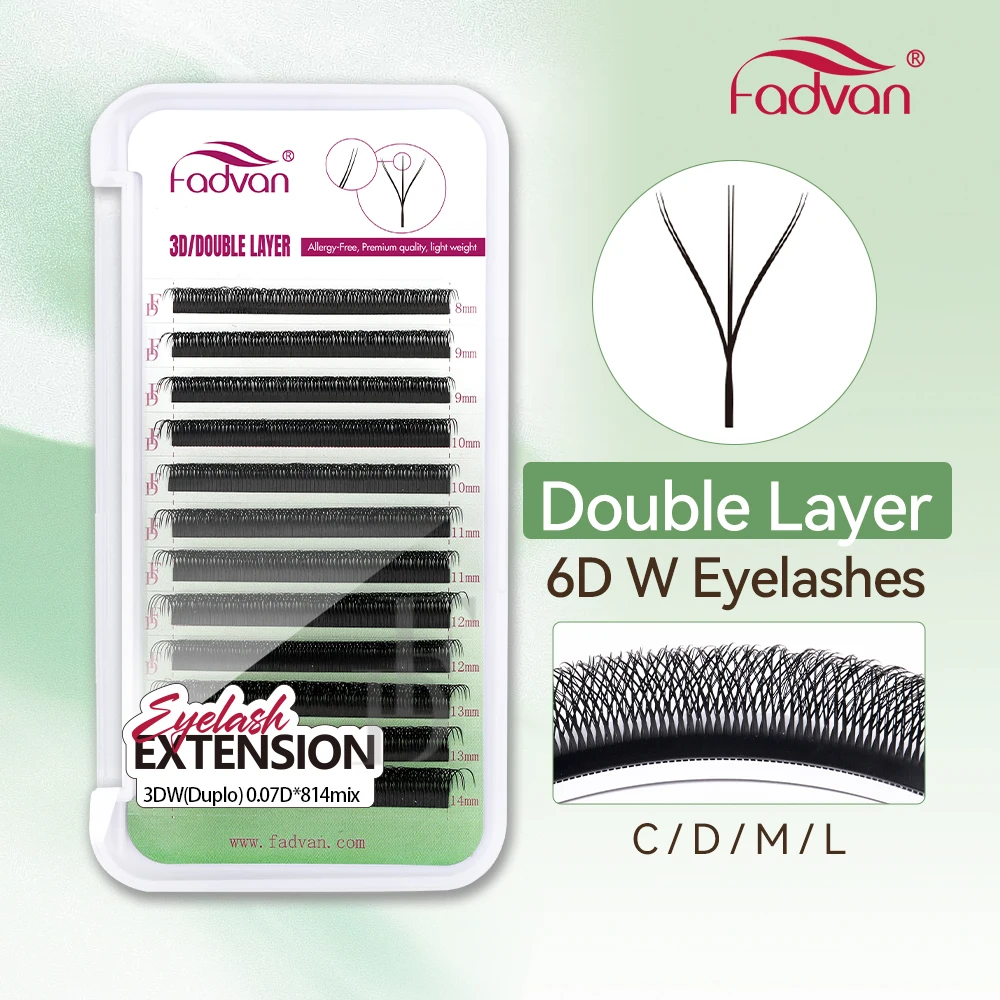 FADVAN 6D-W shaped eyelash extension (3D double tips) Automatic Flowering Premade Fans Eyelash Extensions