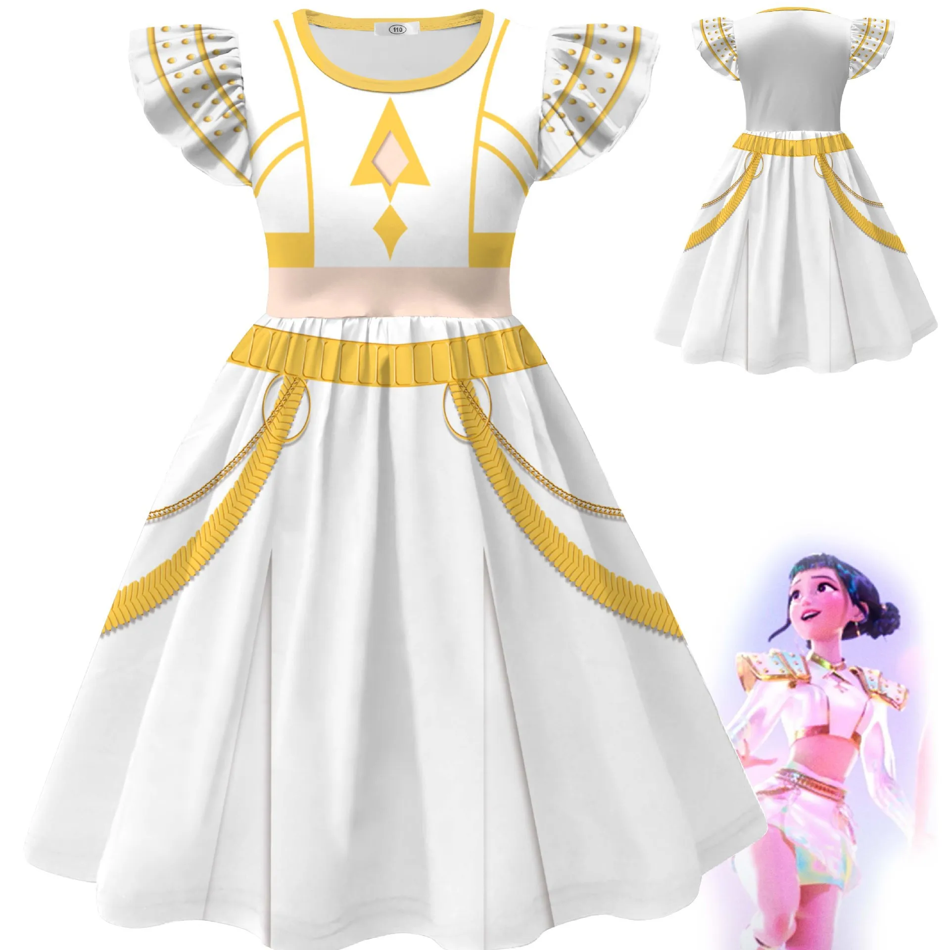 

KPop Охотники на демонов, карнавальный костюм на Хэллоуин, детское платье для девочек, карнавальные вечерние платья принцессы с развевающимися рукавами, сценические платья