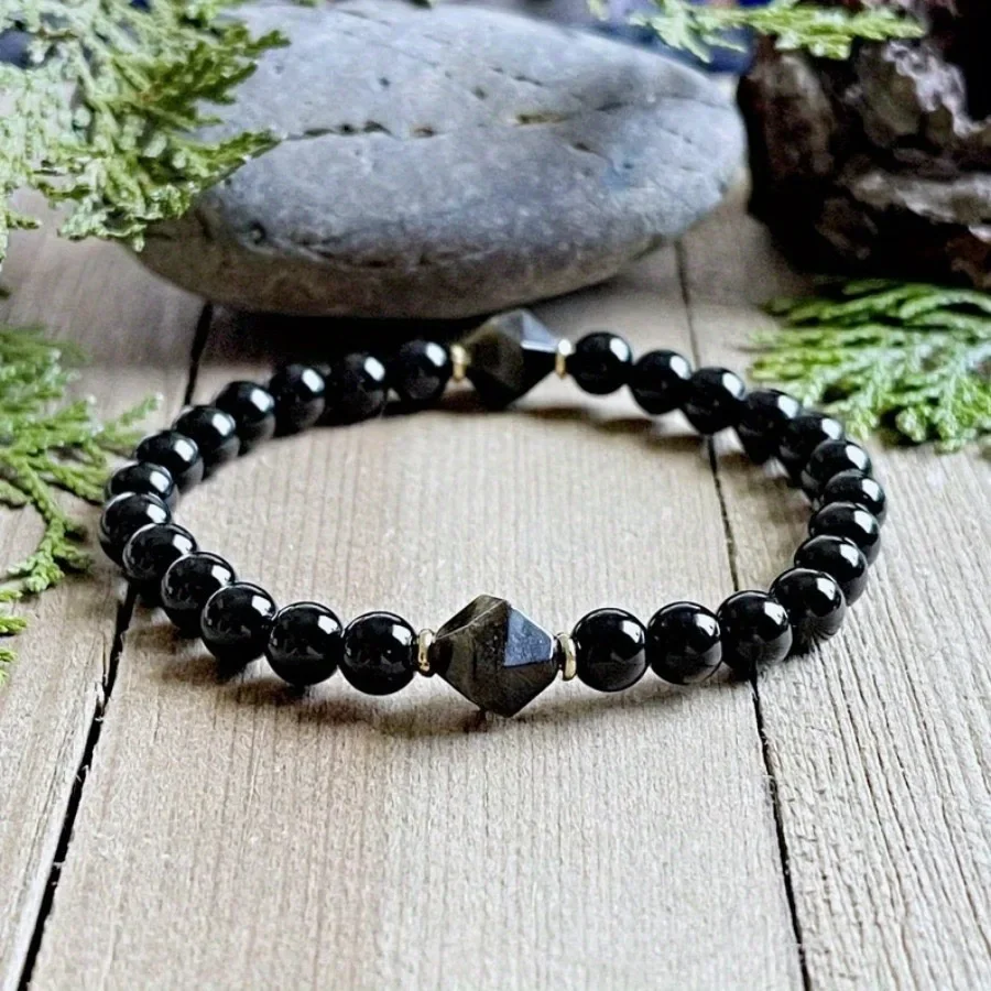 Black Onyx Beaded Bracelet Evil Eye Protection Bracelet Natural Wear Decoration Accessory Yoga Energy Meditation Bracelet view 3