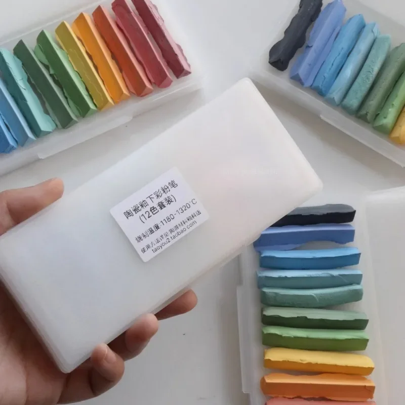 12 Colors/set Medium High Temperature Fired Ceramic Underglaze Color Crayons DIY Pottery Handicrafts Painting Coloring Chalk