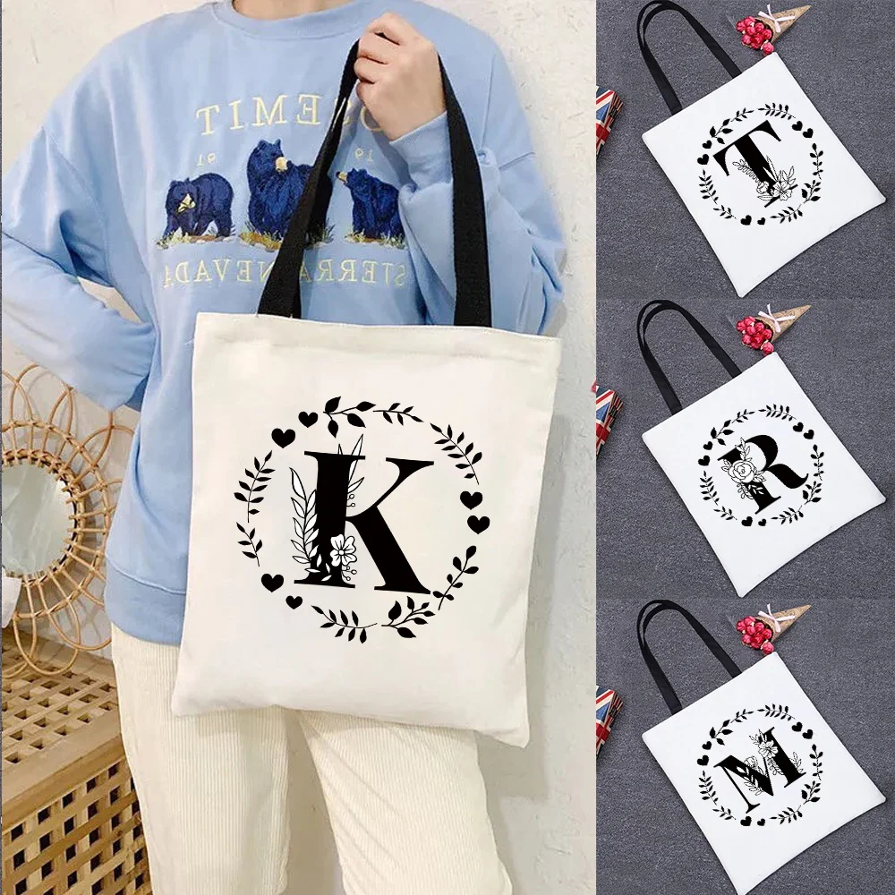 

Shopping Bag Woman Handbag Commuter Garland Letter Pattern Series Canvas Shoulder Bag College Student 2024 Fashion Tote Bag