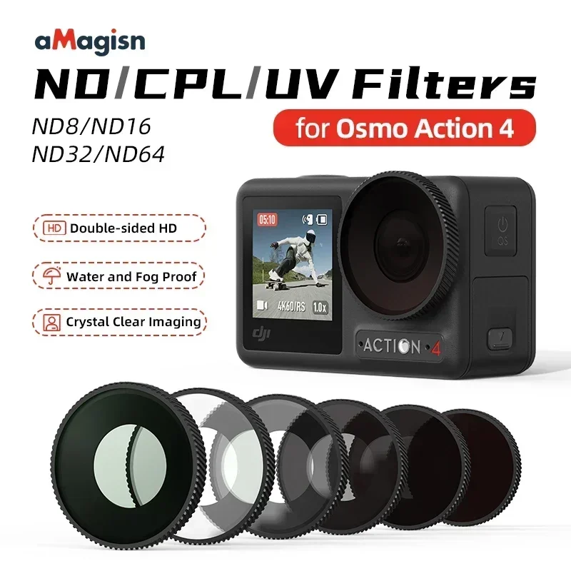 4 pak Set Filter lensa ND8 ND16 ND32 ND64 untuk DJI Osmo aksi 4 HD optik kaca UV CPL tahan air aksesori kamera Filter lensa