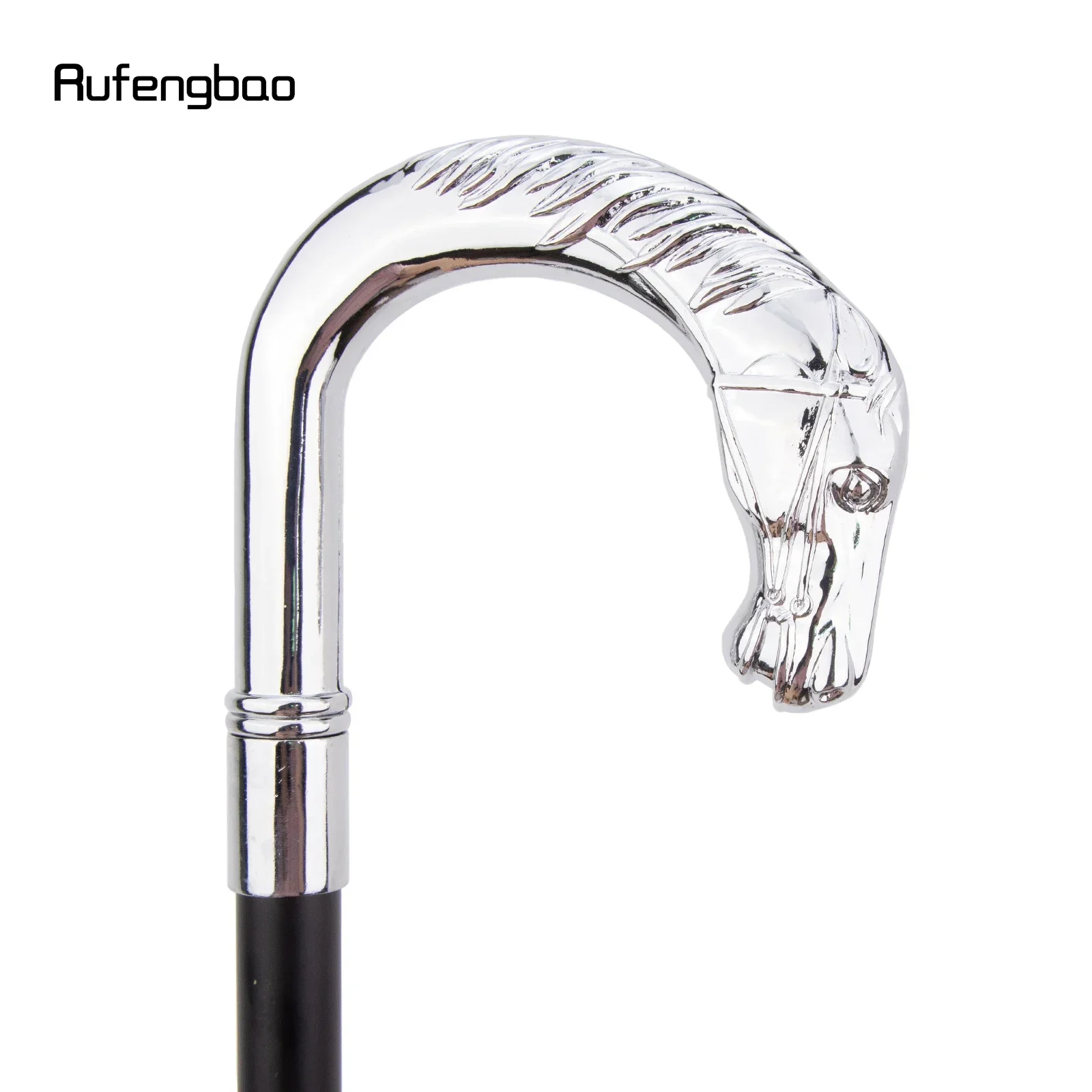 Weißer Luxus-Pferdekopf-Top-Griff, modischer Stock für Party, dekorativer Gehstock, eleganter Gehstock mit Crosier-Knopf, 93 cm