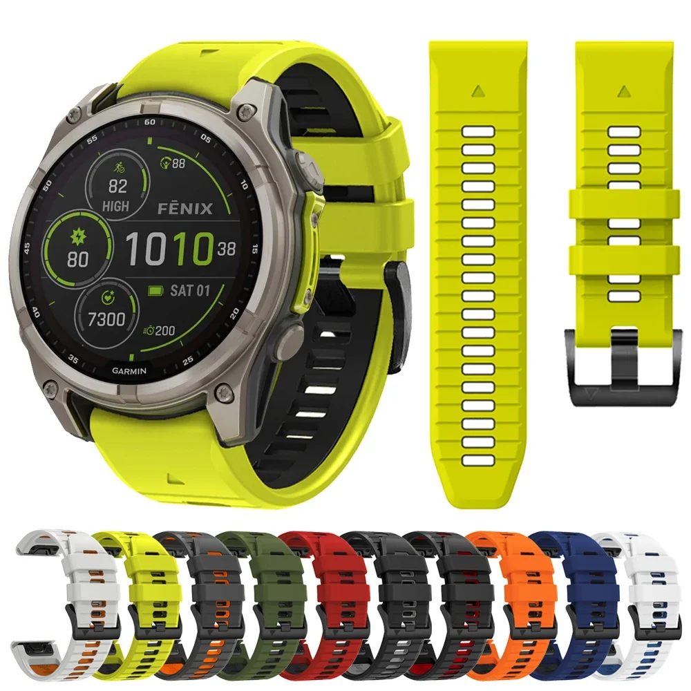 QuickFit 22 مللي متر 26 مللي متر حزام سيليكون بلونين لـ Garmin Fenix 8 E 7 7X 6X Pro 5XPlus Epix Pro Gen 2 47 مللي متر 51 مللي متر/إندورو 3 حزام الساعات