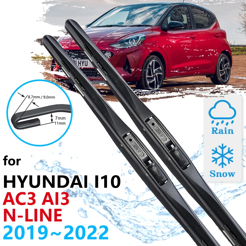 Car Front Wiper Blades For Hyundai i10 AC3 AI3 2019 2020 2021 2022 N-Line Cleaning Windshield Windscreen Brushes Car Accessories