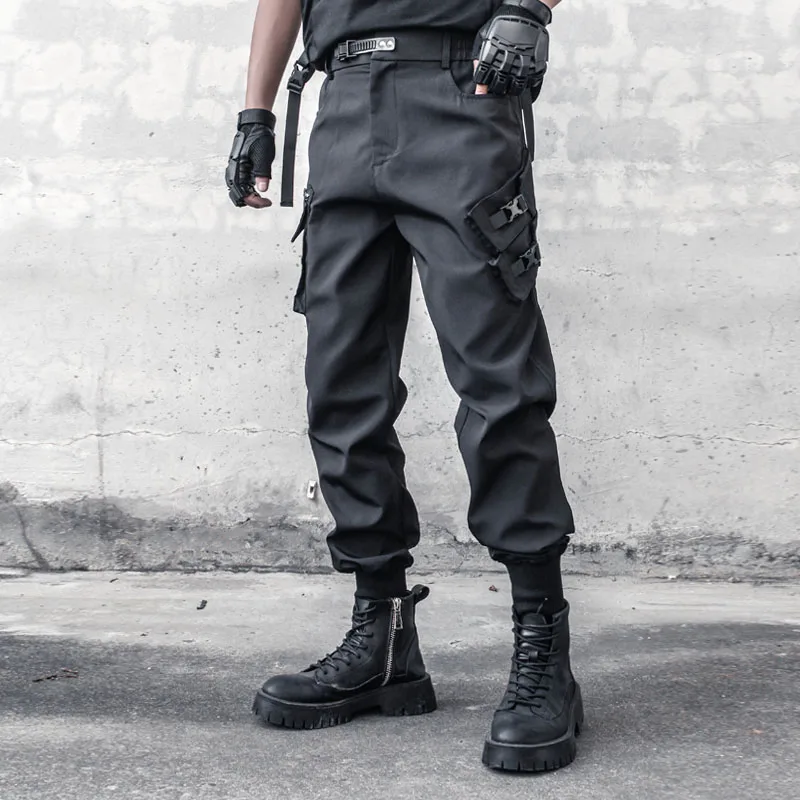Designer Techwear Style Tactical Overalls Men's Trendy Ankle-Tied Pants Casual Dark Personality Outdoor Charging Pants