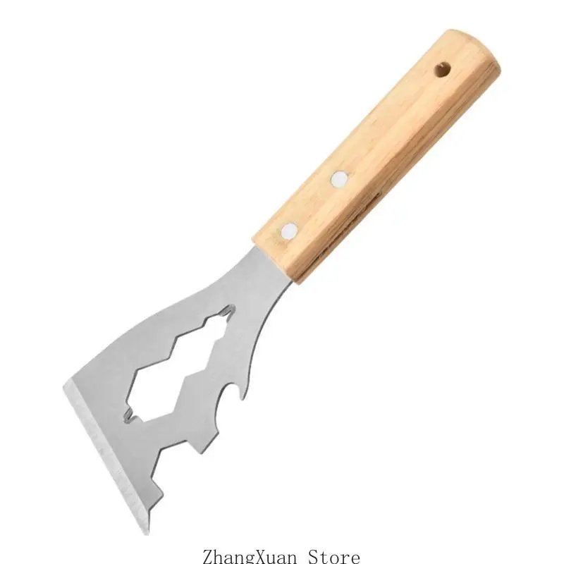 3xuf kokoh stainless steel scraper dengan pegangan kayu aksesori portabel nyaman untuk berbagai tugas pembersihan