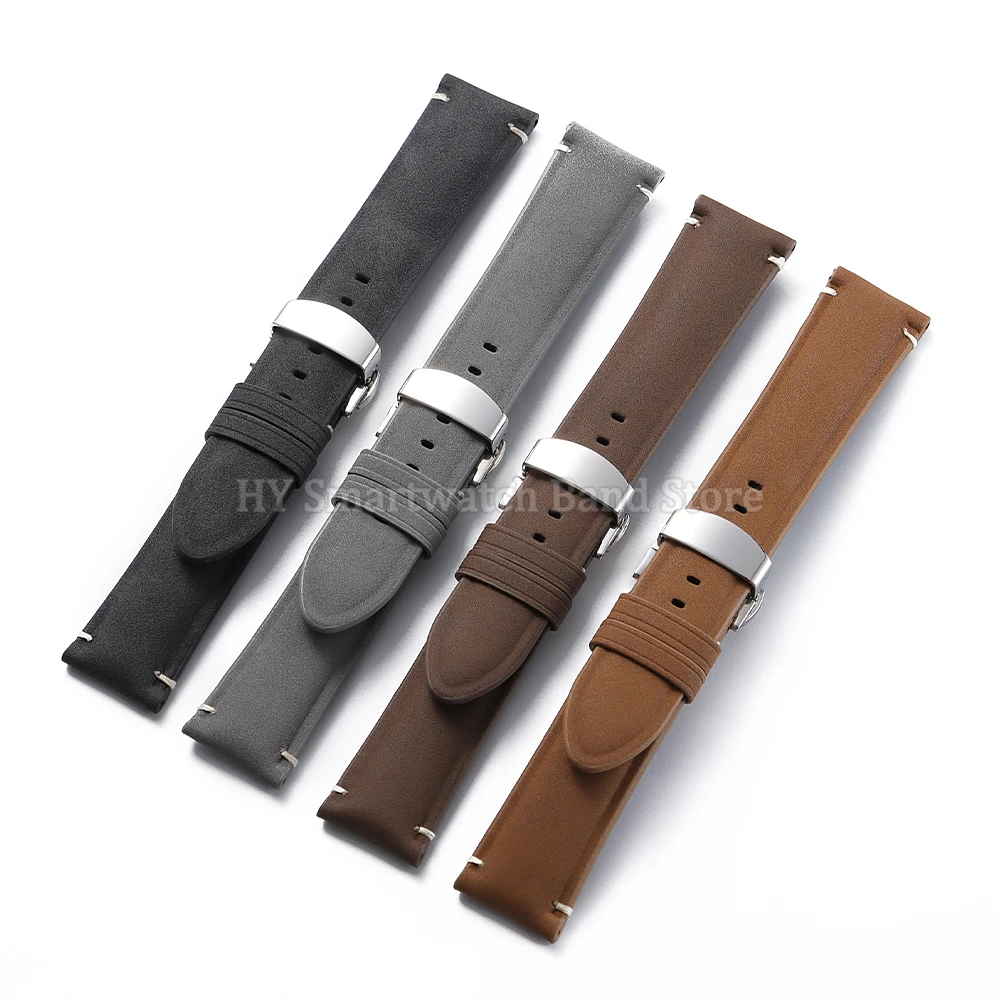 20mm 22mm レザー時計ストラップ ロレックス オメガ用 リストバンド交換 メンズ レディース ブレスレット セイコー レトロ ブラッシュドウォッチバンド