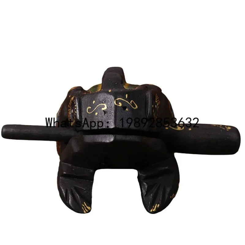 

x15 Thailand Carving Black Painted Frog Home Ornament Sound Toy Travel Memorial Handicrafts Wholesale Wooden Frog