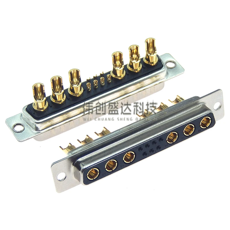 1PCS 13W6 30A Gold plated Male / Female high current Connector D-SUB adapter solder type 13Pin Plug Socket Welding High Power