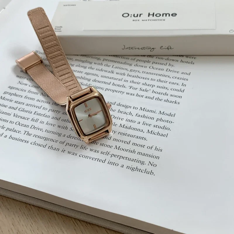 Marka kadınlar paslanmaz çelik kayış Quartz saat kare arama rahat moda kol saati mui mumontre Montre Femme Dropshipping