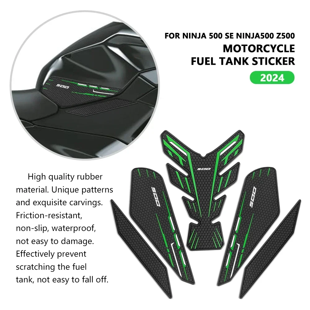 For NINJA 500 SE NINJA500 2024 Motorcycle Accessories Non-slip Side Fuel Tank Stickers Waterproof Pad Rubber Sticker ninja500 se