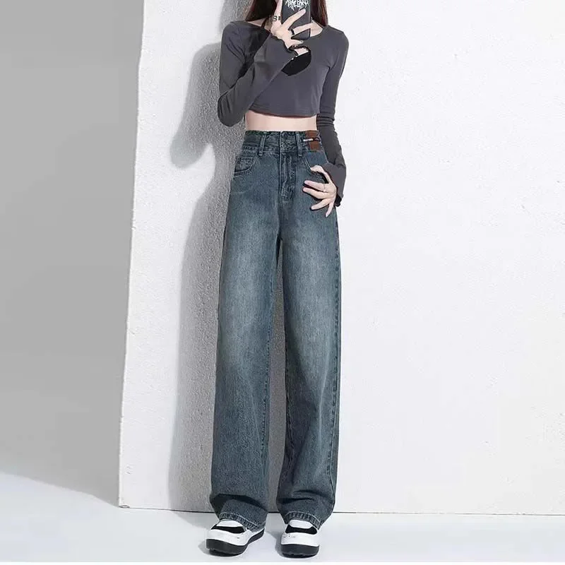 New High-Waisted Jeans Ladies Spring Summer Trousers Elastic Micro-Trumpet Cowboy Pants Women's Light-Colored Nine Denim Pants