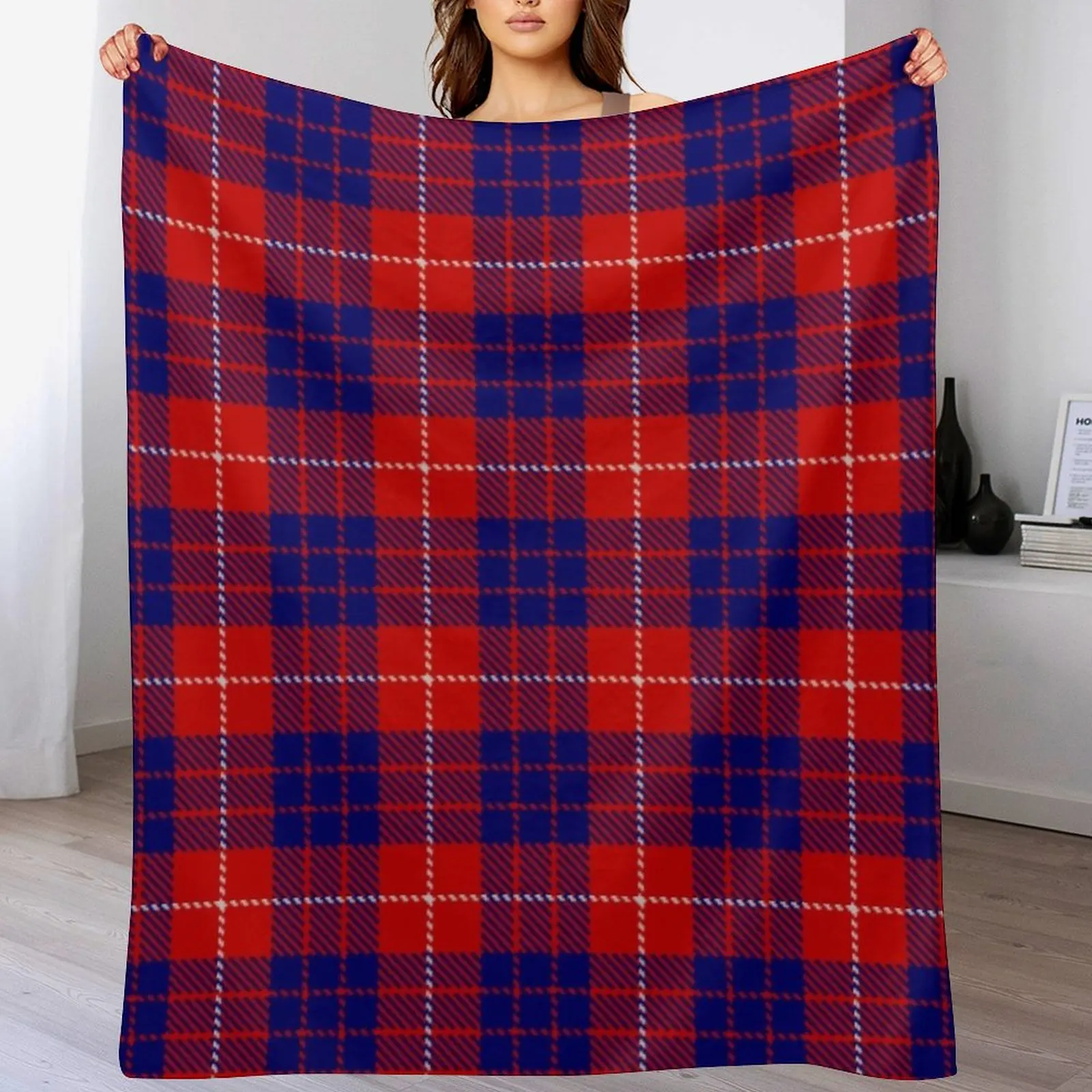 

Clan Hamilton Tartan Throw Blanket Warm Comfortable Blanket for Office Napping