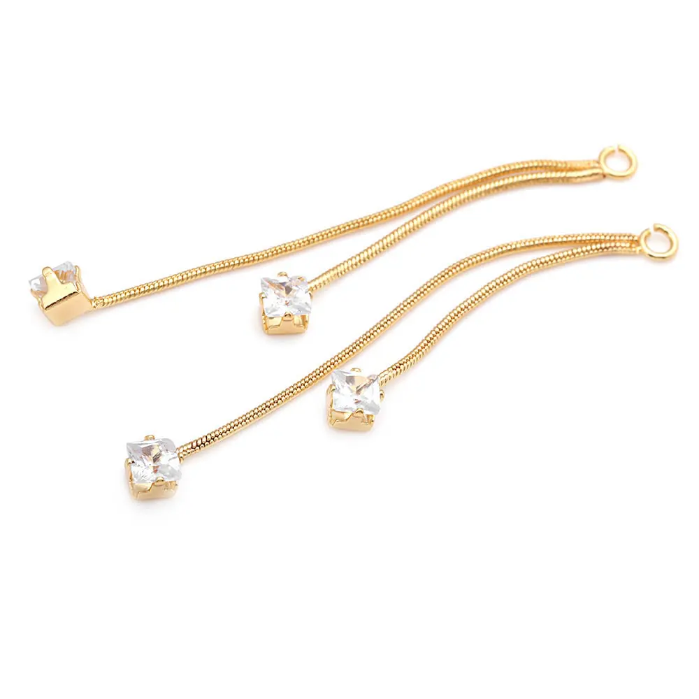 18K Gold Color Brass Zircon Chain Tassel Earrings Connect Charms High Quality Diy Jewelry Making Supplies Earrings Accessories image 5