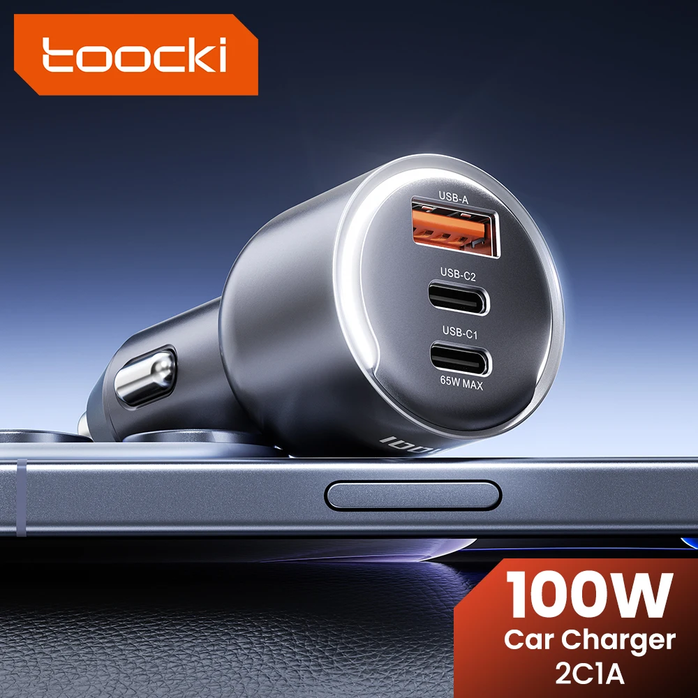

Toocki 100W USB Car Charger PD QC 3.0 Support PPS Fast Charge Type C Car Phone Charger For iPhone 16 15 Xiaomi 12 13 Samsung S23