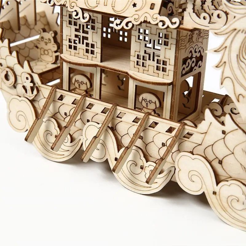 

Новая деревянная головоломка «Драконий корабль» ручной работы, 3D-пазл, развивающая игрушка для детей, украшение