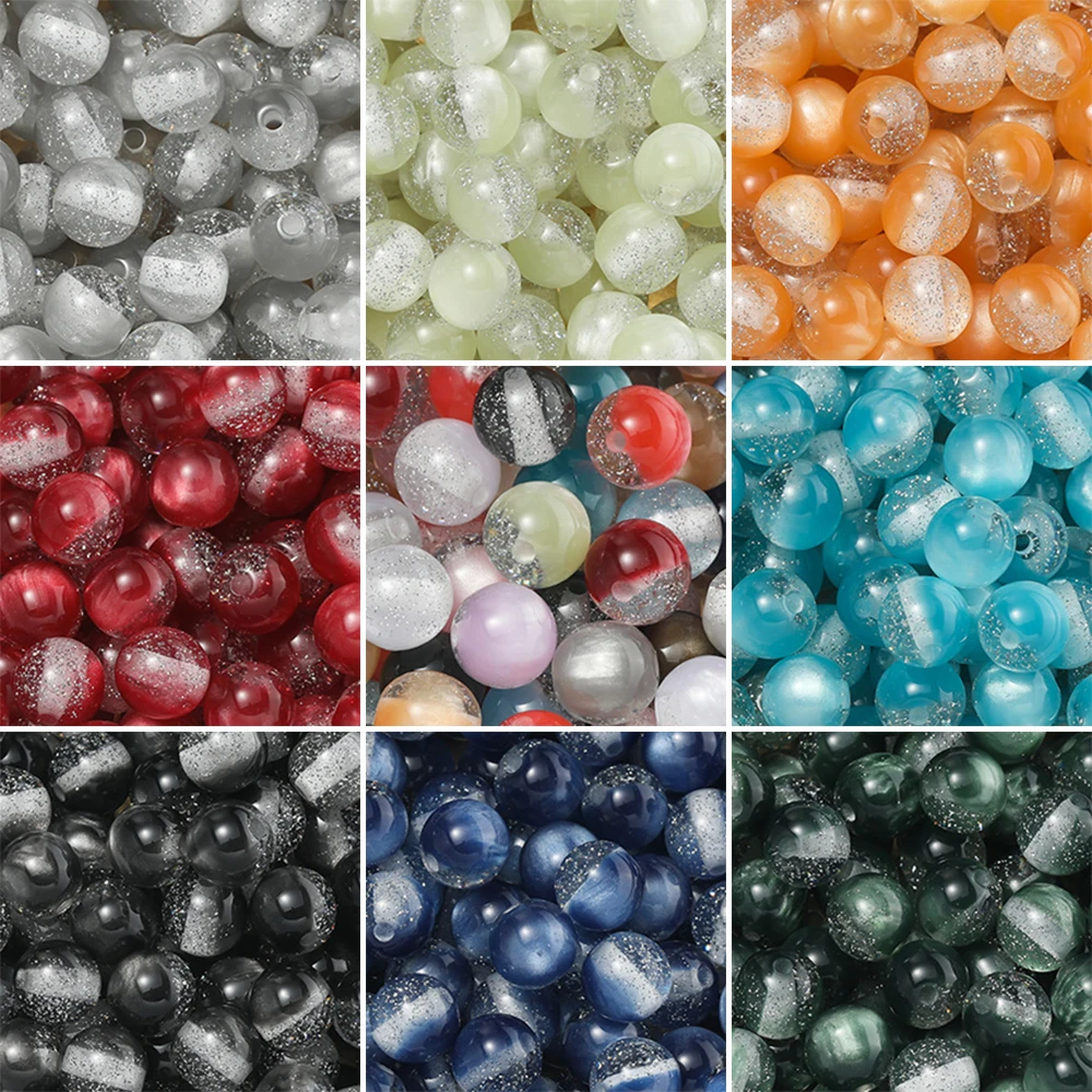 

10Pcs/lot 8-12mm Resin Cat Eye Beads Starlight Spacer Bead for DIY Bracelet Necklace Jewelry Making Supplies Accessories