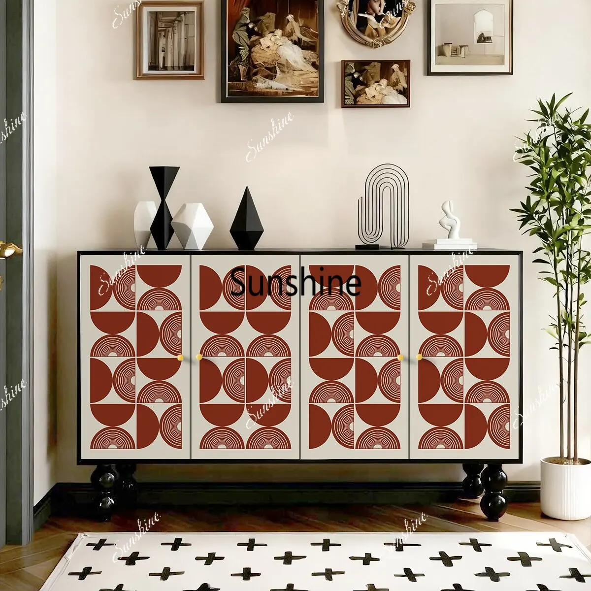 

French art retro entrance cabinet solid wood shoe cabinet