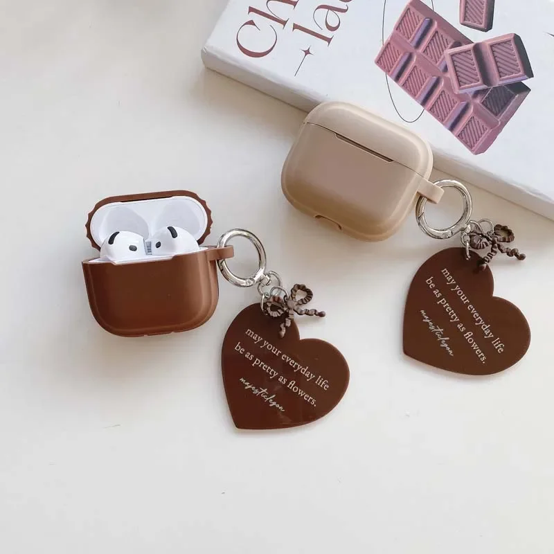 Love Heart Keychain Soft Silicone Cases for Apple Airpods 1 2 3 4 Wireless Earphone Cover for Apple Air Pods Pro Charging Bag