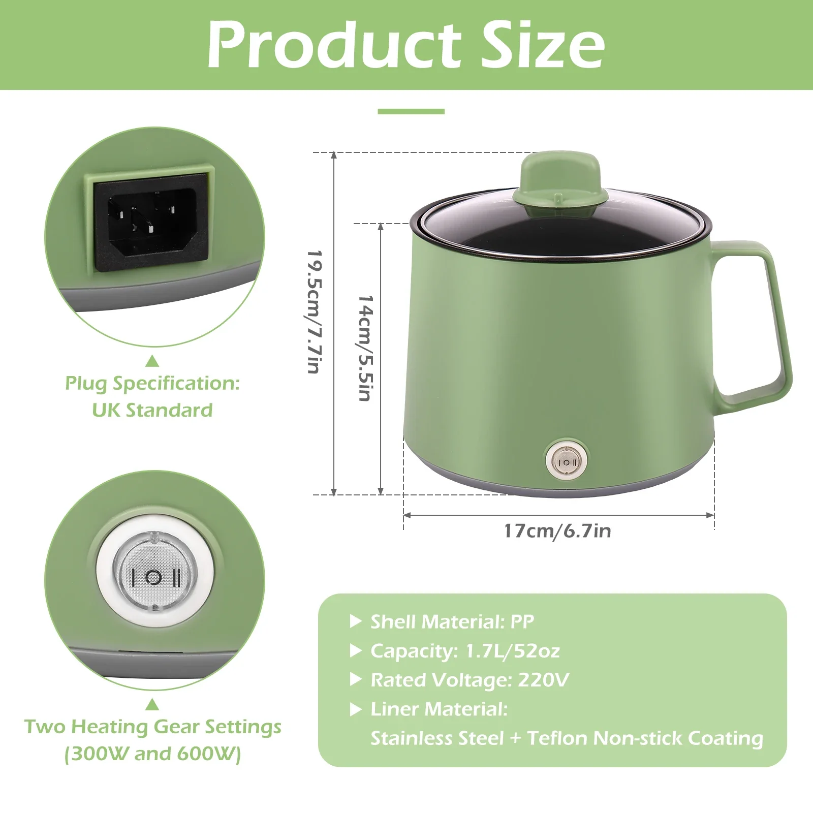 다기능 쿠커 220V 더블 레이어 쿠커 붙지 않는 냄비 팬 가전 제품 1.7L 주방 냄비 1-2 명