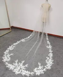 Real Photos Wedding Veil with Bling Sequins Lace Appliques 3M Long 1.5M Wide One Layer Bridal Veil with Comb Wedding Accessories