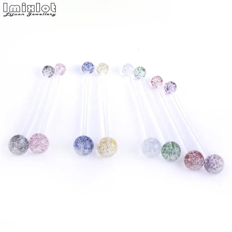 1PC Pregnancy Belly Button Rings Long Bar Sport Maternity Flexible Bioplast Glitter Navel Belly Rings Body Piercing Jewelry