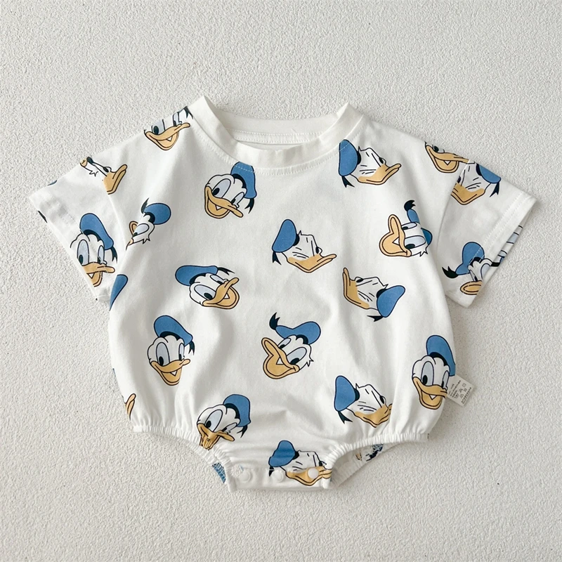 Baby Girl Jumpsuit Boys Romper Sock Hat 3pcs Newborn Clothes Set Cotton Cartoon Daisy Donald Duck Infant Toddler Bodysuit Outfit