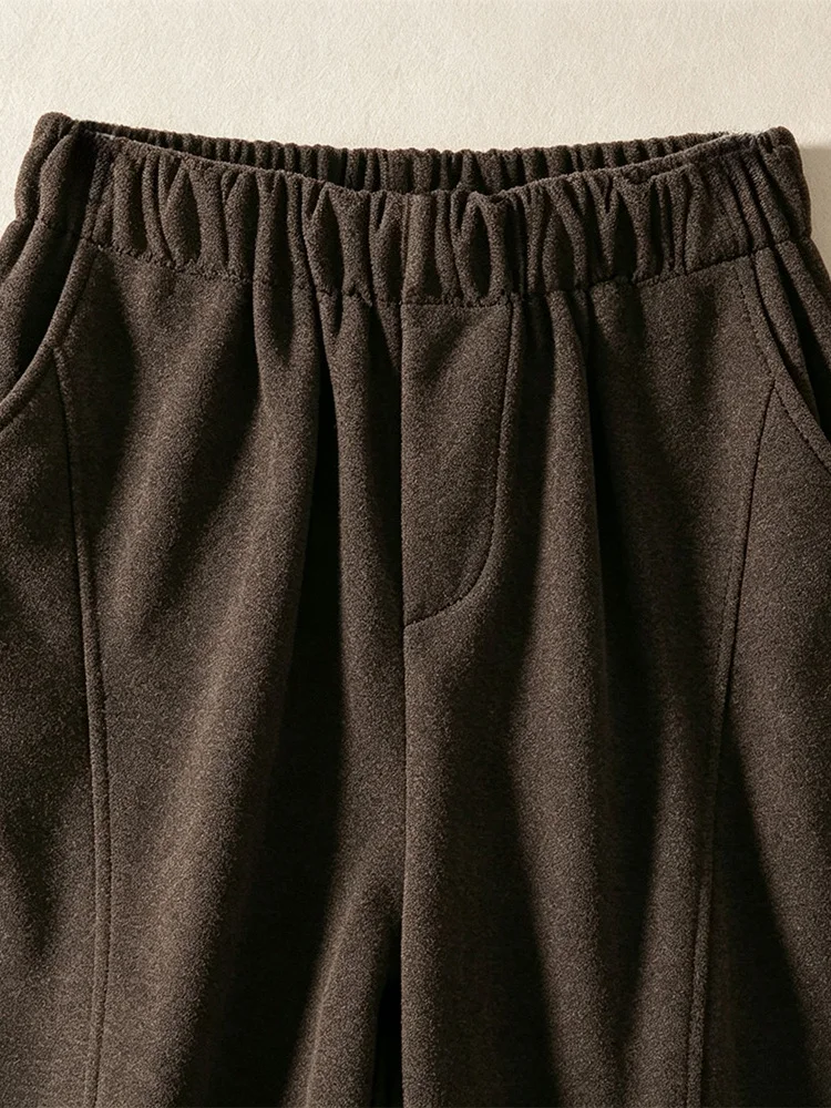 Authentic Fall Winter 2026 Woolen Wide Leg Pants Durable High Waist Cotton Casual Loose Fit Warmth Comfortable Everyday Wear