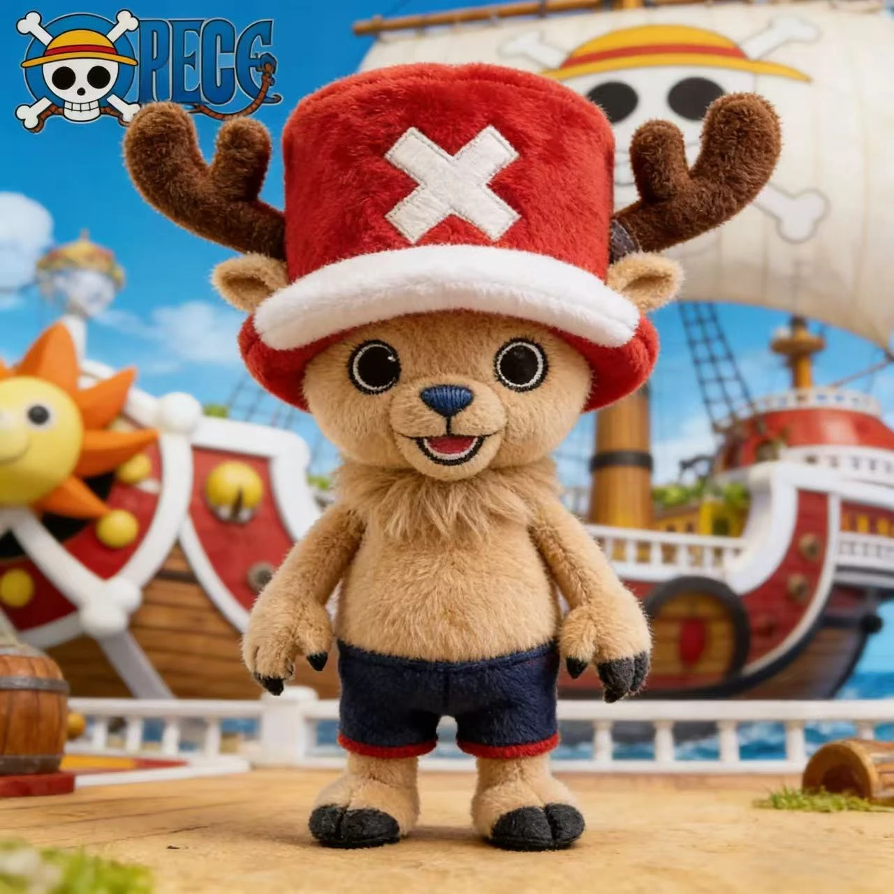 Nouvelle Peluche Anime One Piece Chopper, Mignonne Figurine de Chopper le Docteur Cerf avec Chapeau Rose, Jouet Périphérique Anime, Cadeau d'Anniversaire et de Noël