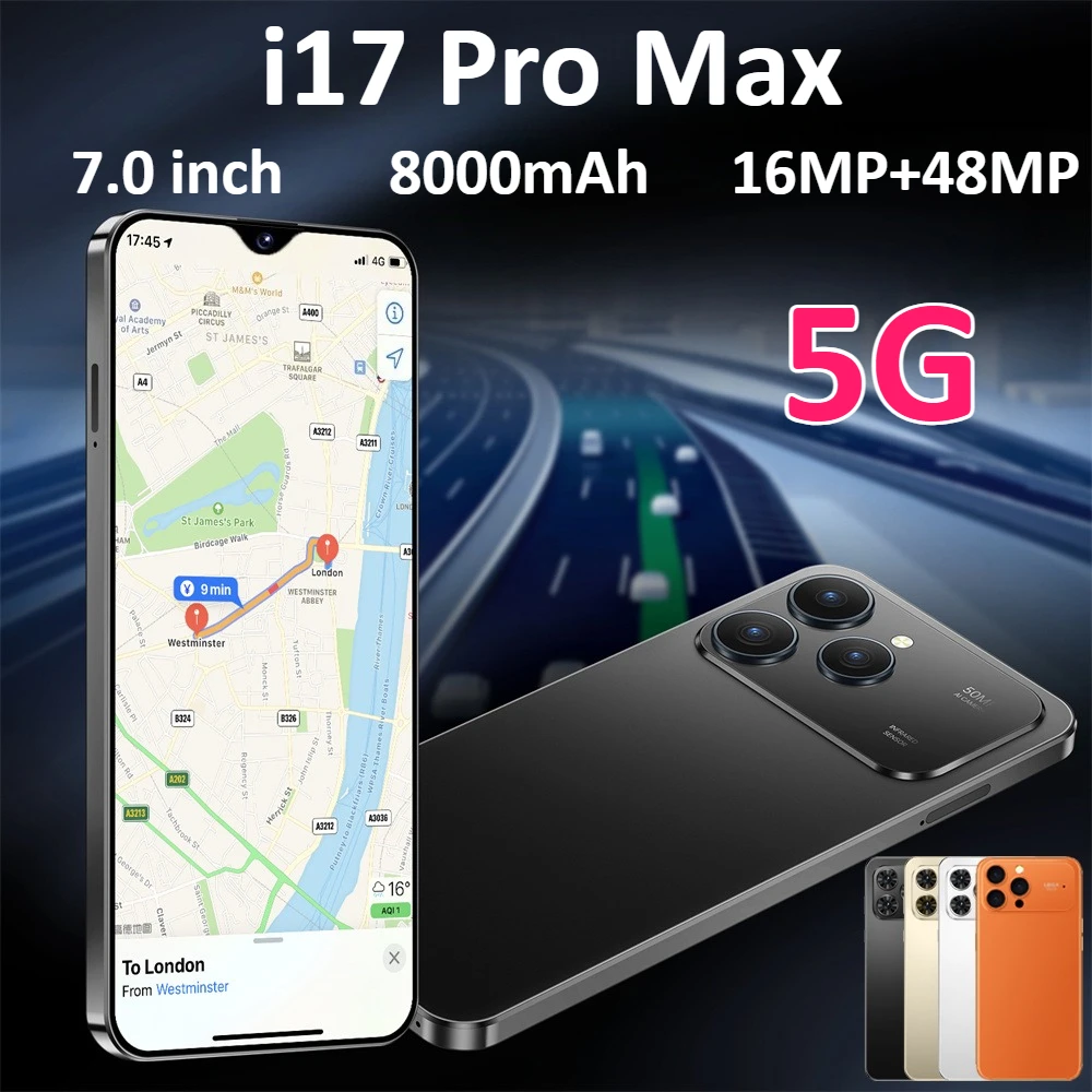 2026 Hot New I17 Pro Max Smartphone 7.0HD Cellulari Originali 5G Doppia Scheda Telefono Cellulare Economico 8000Mah Android 15 Telefoni Cellulari