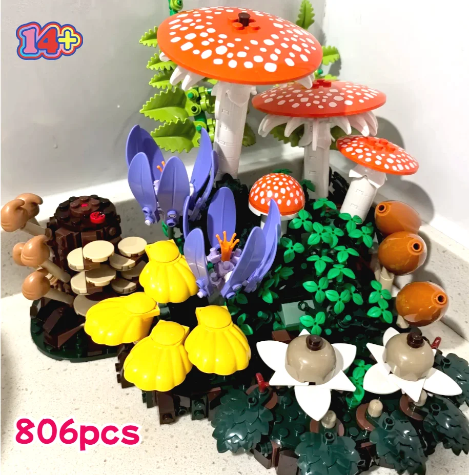 Image of Neu eingetroffen: 806-teiliges Bausteine-Set „Waldpilze“ – DIY-Spielzeug für Erwachsene, ideal für Feiertage und Partys, Geschenke
