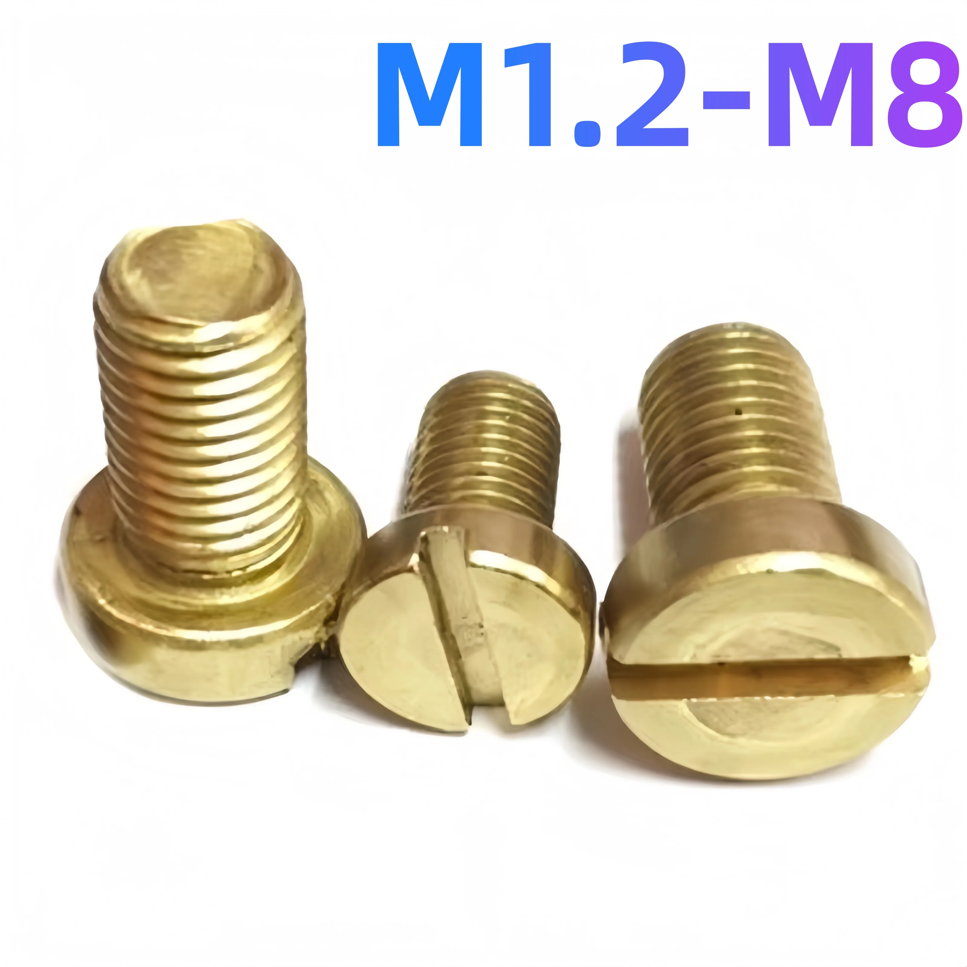 2-50PCS DIN84 Brass Slotted Cheese Head Screws available in sizes M1 to M8