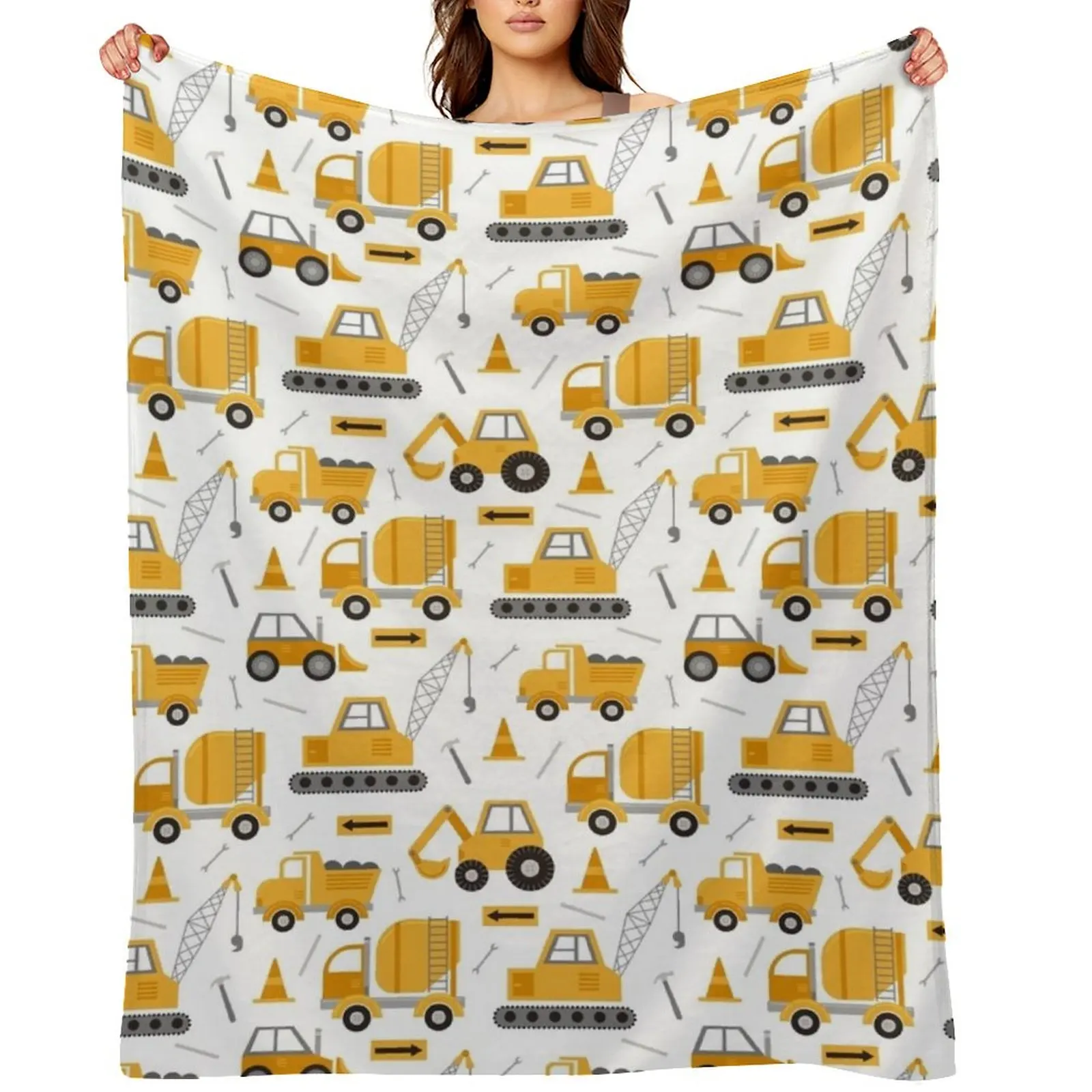

Construction Trucks Throw Blanket Sofas Blankets For Sofas Flannel Polar Blankets