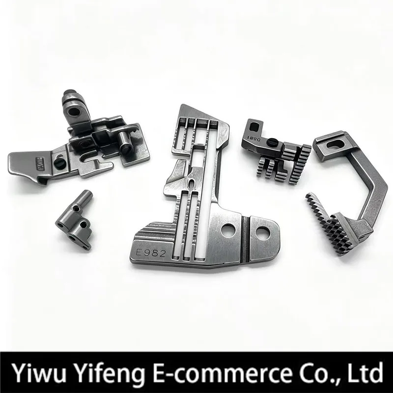 SIRUBA 757-516M 5 Thread Overlock Gauge Set E982 D581 H497 Needle Plate Presser Foot Feed Dog Industrial Sewing Machine Parts