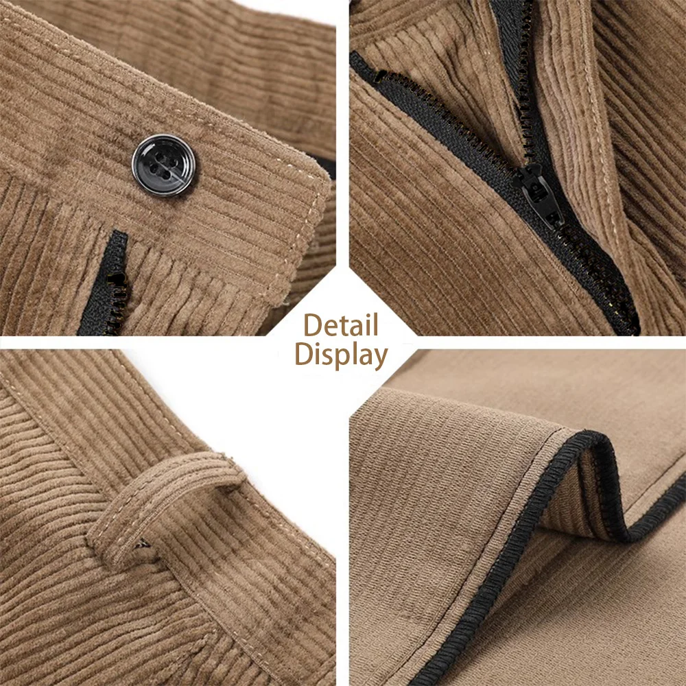 Pantaloni autunno inverno da uomo Pantaloni dritti casual in velluto a coste pesante Pantaloni formali da lavoro Tinta unita spessi