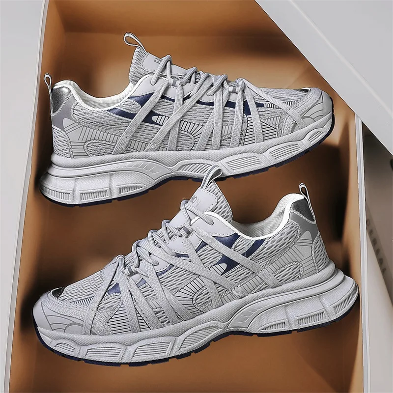 

Men's Lace Up Street Sneakers Niche Thick Splicing Mixed Color Sports Shoes Arrival Vulcanization Shoes Punk Breathable Women