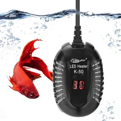 220V EU Plug Mini Aquarium Heater Adjustable Submersible Fish Tank Heater Digital Display Temperature Controller 25/50/75/100W