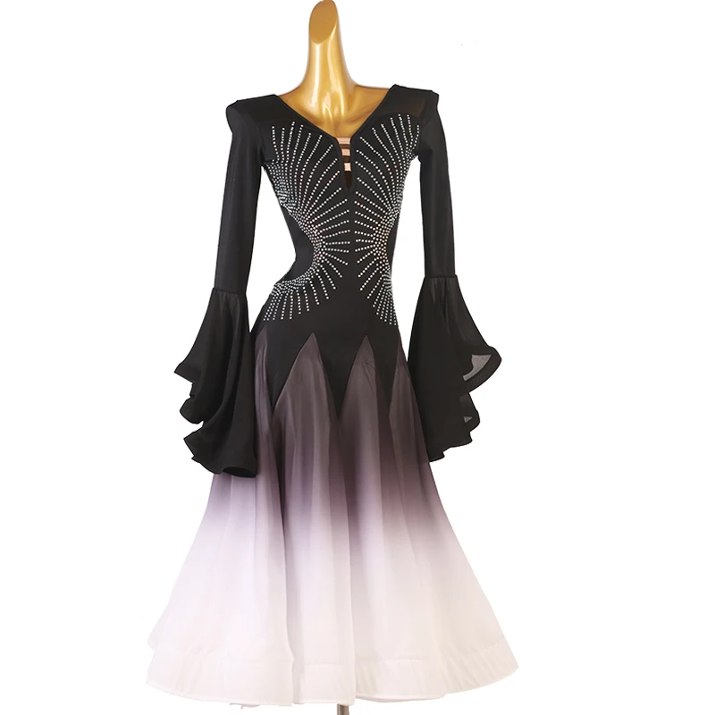 New Sexy Modern Dance Costume Ballroom Dance Competition Dress Women Long Big SwringWaltz Dance competition Clothes