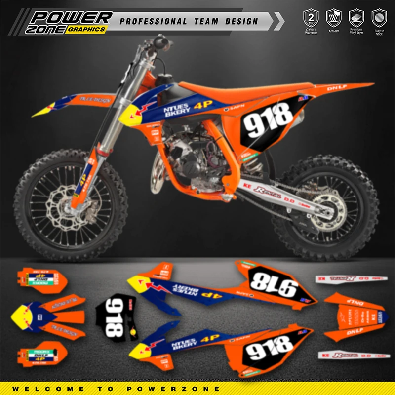 

Полный набор графических фонов PowerZone, набор наклеек для KTM SX85 SX 85 2018 2019 2020 85cc, номер, имя, фон Costom