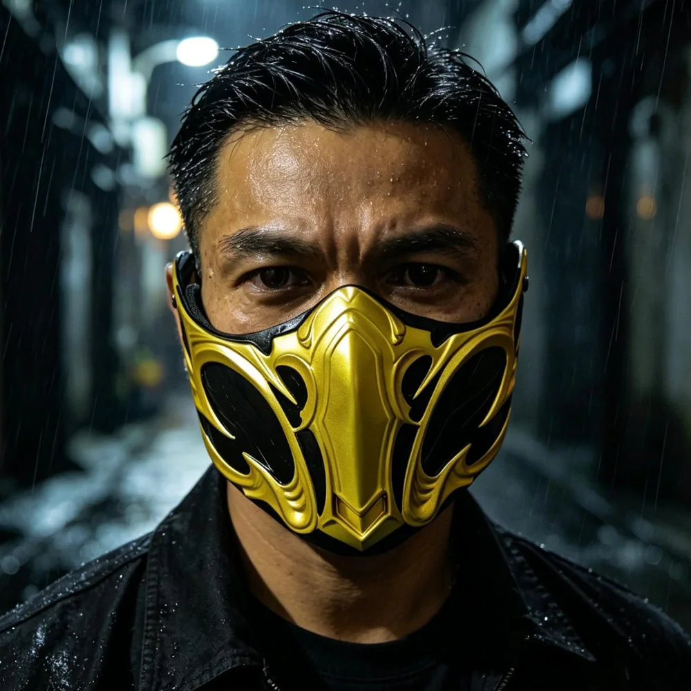 

Mortal Kombat Mask Cosplay Sub-Zero Scorpion Half Face Resin Masks Halloween Carnival Dress Up Party Costume Props Deluxe